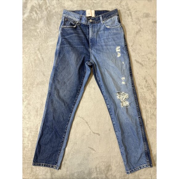 Revice Jeans Size 29 Two Tone Distressed High Rise Straight Leg Denim - Picture 1 of 13